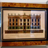 A13. Architectural print with burlwood frame. 